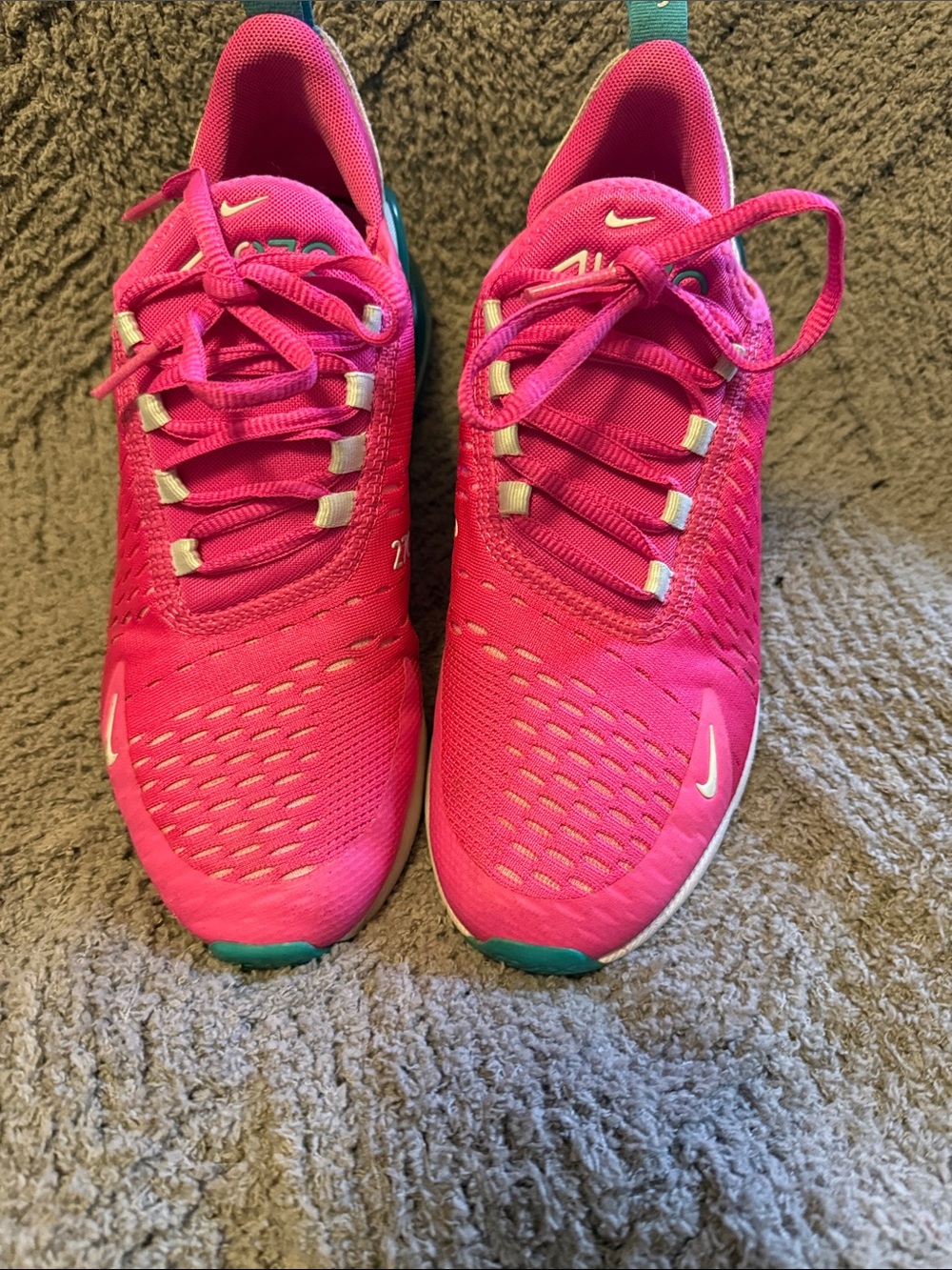 Nike Women's Bright Pink Mesh Athletic Shoes with Teal Accents